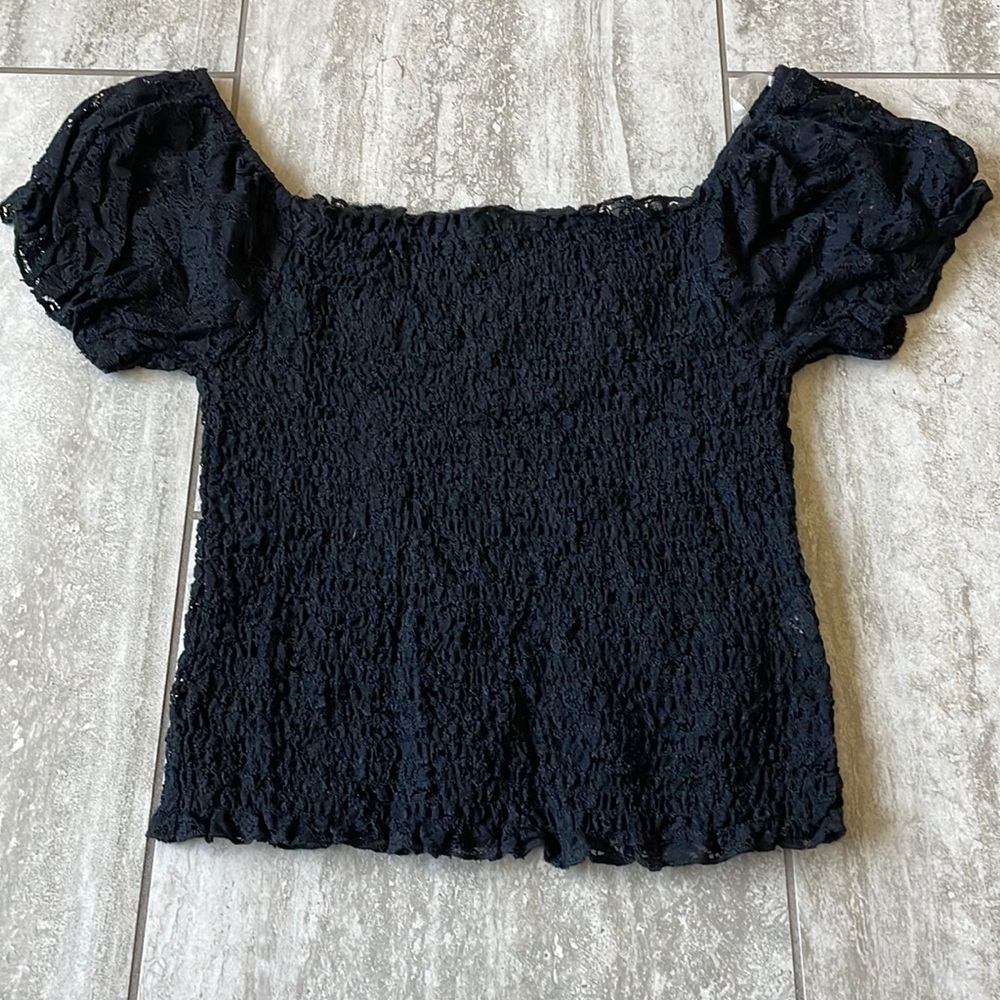 Orange Kiss,L,black,square neck,popped short sleeves,sheeredbody,for women